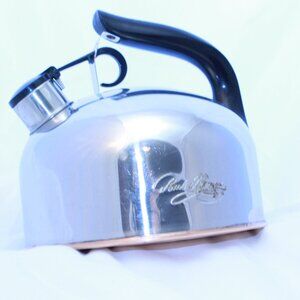 Revere Ware 2QT Stainless Whistling Teapot Copper Bottom Kettle 88-c